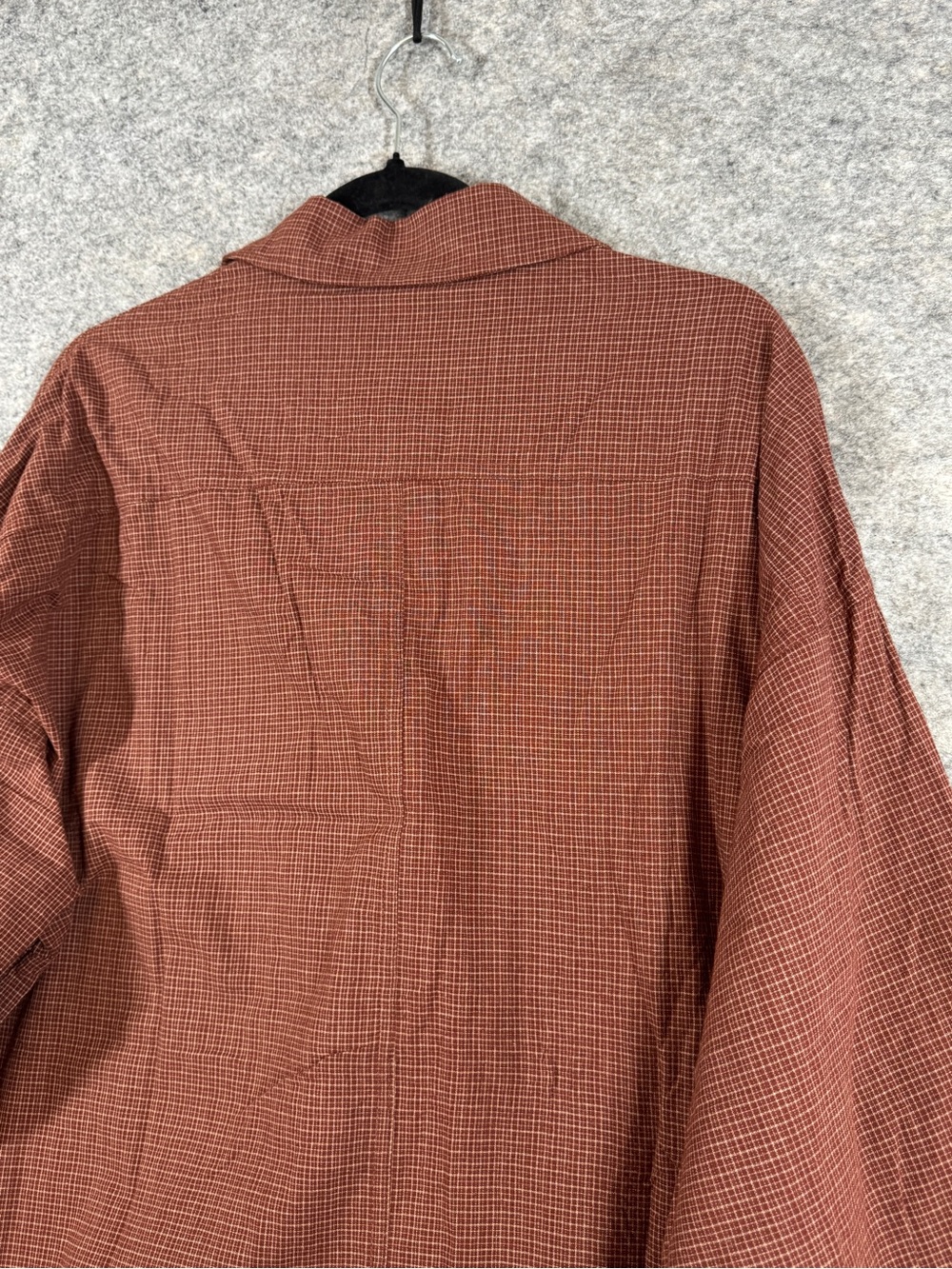 C'est Moi Brown Rust Check Button Up Shirt OS Oversized Minimalist Casual Cotton - Picture 10 of 12